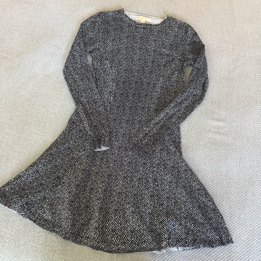 Michael Kors Chevron Flounce Dress cotton blend size small